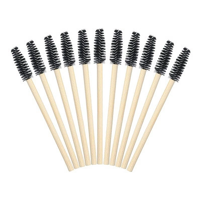 Bamboo Eyelash and Eyebrow Brushes - Black (50 pcs)