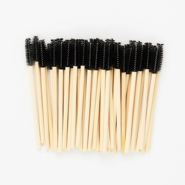 Bamboo Eyelash and Eyebrow Brushes - Black (50 pcs)