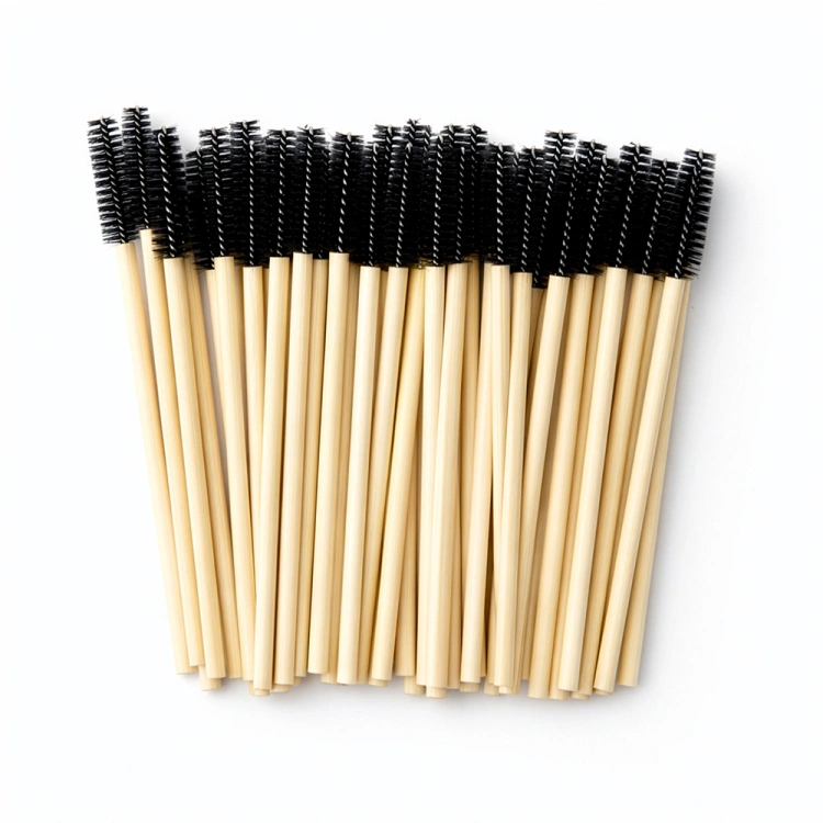 Bamboo Eyelash and Eyebrow Brushes - Black (50 pcs)