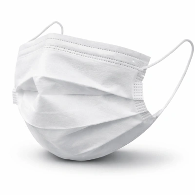 Disposable non-woven protective 3-layer mask - 50 pcs, white
