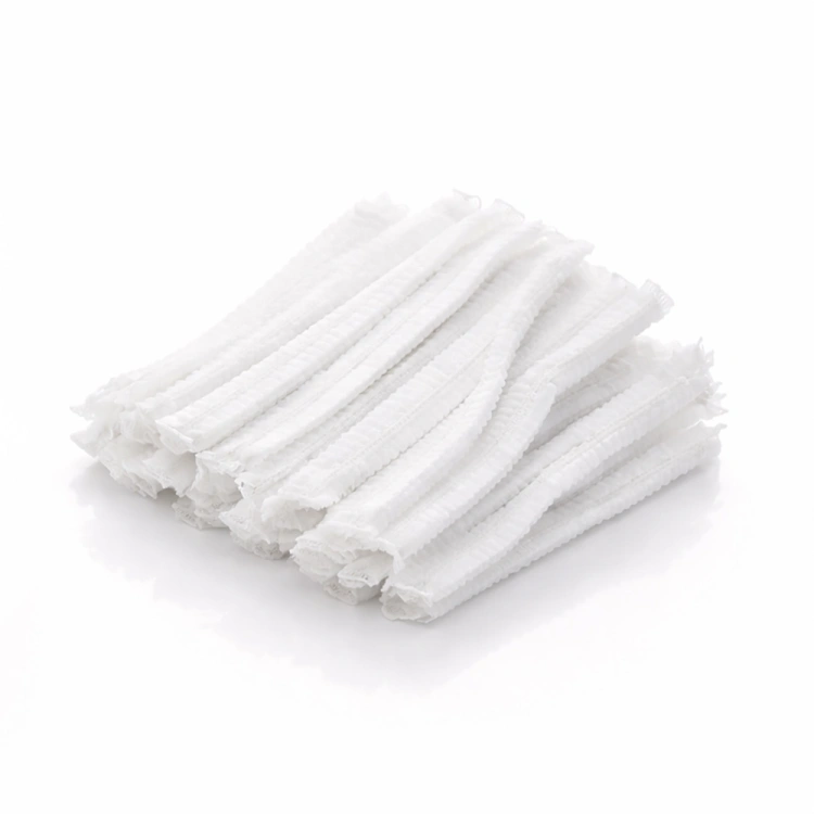 Disposable non-woven protective clip cap (pleated) - 100 pcs, white