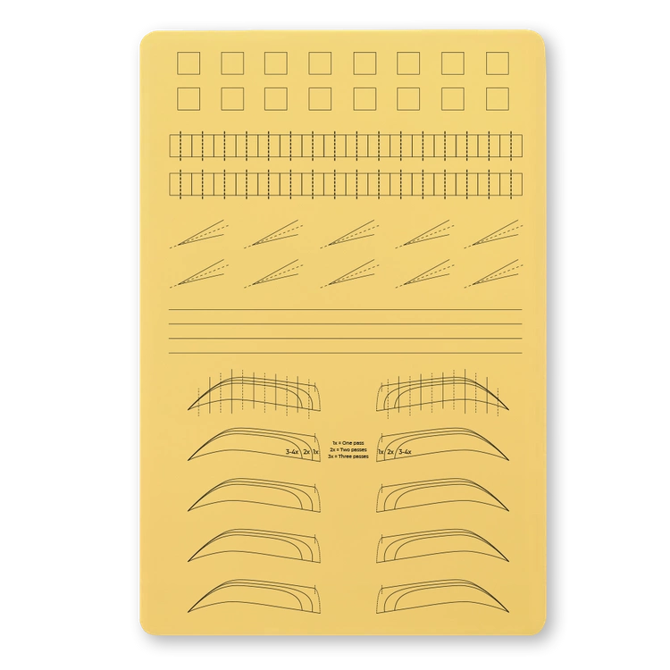 Practice skin for pigmentation yellow A4 – Segments, joints ends, lines, brows