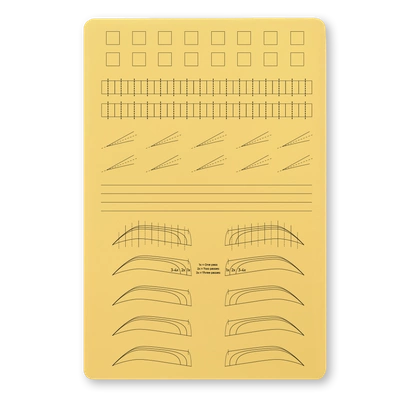 Skórka do ćwiczeń pigmentacji żółta A4 - Segmenty, łączenia końcówek, linie, brwi
